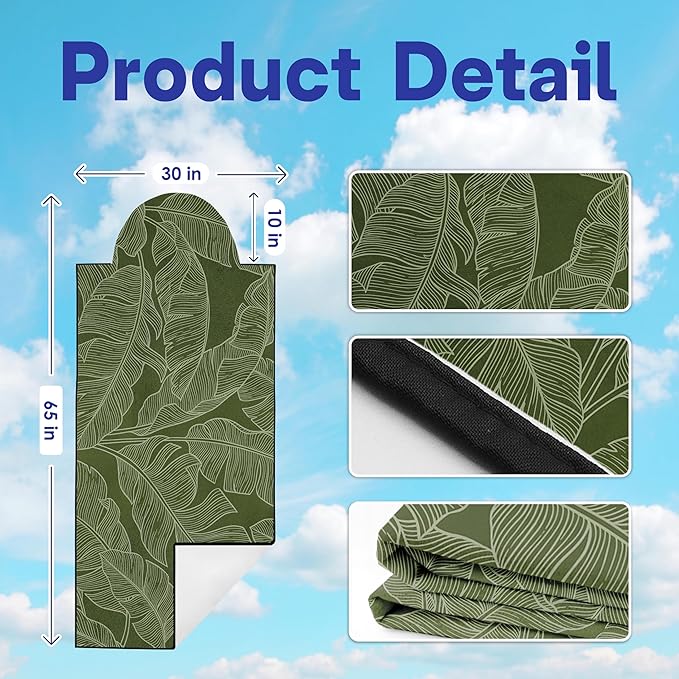 2 Pack Car Seat Towel Covers, Sweat Protector for Front Seats, Premium Thickened Microfiber with Elastic Strap, Breathable & Quick Dry, Machine Washable Cover for Gym Running Universal Fit Banana Leaf