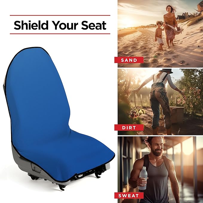 lebogner Waterproof Sweat Towel Car Seat Cover for Post Gym Workout, Running, Swimming, Beach and Hiking (Blue)
