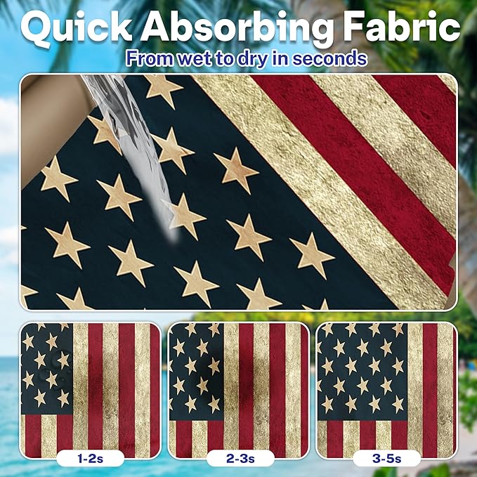 Car Seat Towel Cover After Gym, Car Seat Cover Towel – Sweatproof, Washable, Non-Slip Cover for Cars, SUVs (2 Pack, Patriotic)