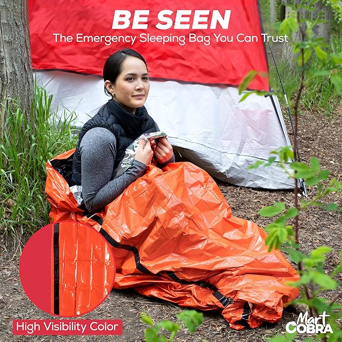 Emergency Sleeping Bag for Survival Gear and Supplies Life Bivy Sack Waterproof Mylar Emergency Blankets for Survival Kit Car Camping Gear Hiking Tac Bivvy Go Bags Supplies Sleep Sacks Shelter