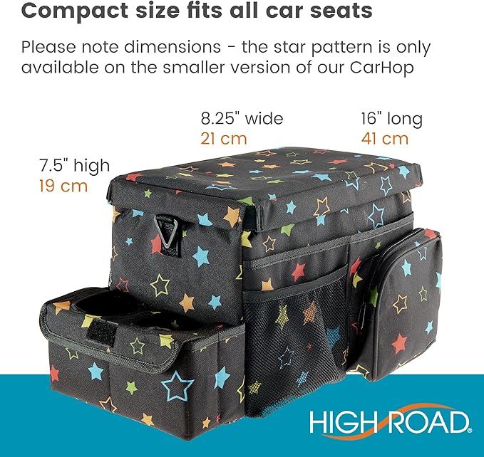 High Road CarHop Car Organizer for Kids and Passenger Seat Organizer for Adults - Road Trip Cooler with Car Cup Holder Tray and 6 Organization and Storage Pockets