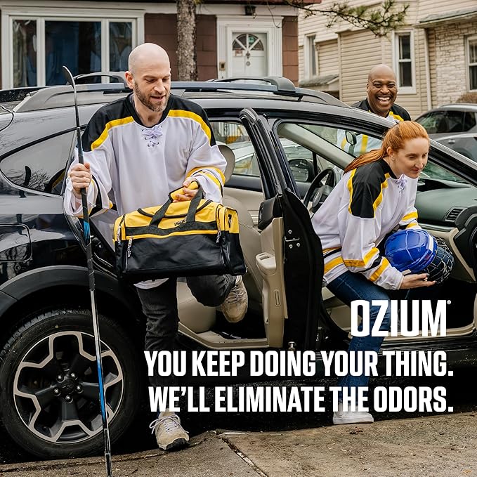 Ozium Air Sanitizer Odor Eliminator Spray, 2 oz Single Shot Total Air Refresh & Car Air Freshener - Linen - 4 Pack