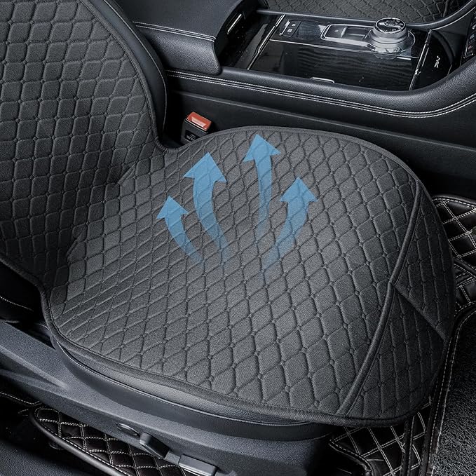 Linen Car Seat Covers for Cars, Front Car Seat Cover Protectors with Storage Bags, Anti-Slip & Soft Automotive Seat Cushion Universal Fit for Most Sedan, SUVs, Vehicles (Deep Grey)