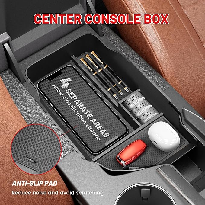RED WOLF Center Console Organizer Tray for 2014-2024 Lexus RC 300 350 IS 350 500 Armrest Box Secondary Storage Factory Model Design with Anti-Slip Pad