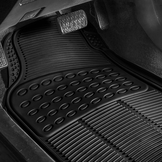 FH Group Automotive Floor Mats - Heavy-Duty (Black) Rubber Floor Mats for Cars, Universal Fit Full Set 2 Rows Floor Mat, Climaproof™ Floor Mats, Trimmable Floor Mats for Most Sedan, SUV, Truck Mats.