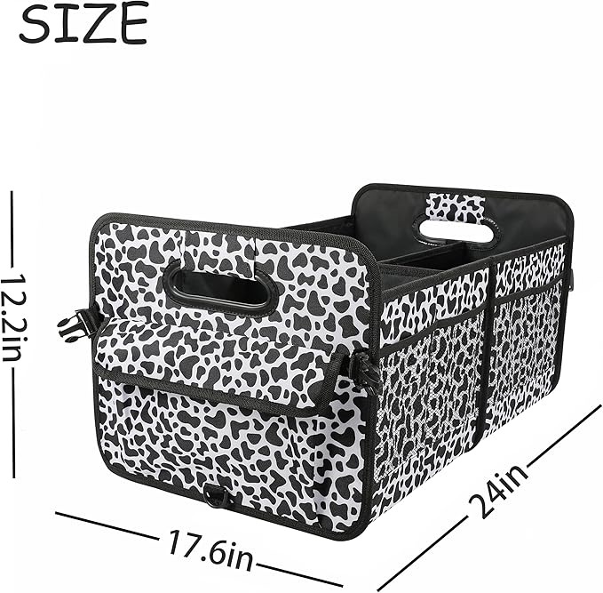 AOKJOY Car Trunk Organizer Car Storage Organizer Collapsible Multi Compartment Car Organizer Adjustable Straps Car Organizer for SUV(Cow)