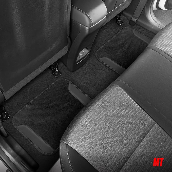 Motor Trend Waterproof Car Floor Mats Universal Fit Car Mats with Driver Heel Pad Leather Car Carpet Floor Mats for SUV Van Sedan Truck Anti-Slip Backing Carpet Mats Black and Gray