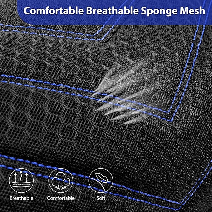 CAR PASS 3D Foam Mesh Leather Car Seat Covers Front Seats, Breathable Front Seat Cover for Cars, Comfortable Universal Fit for SUV Truck Sedan Automotive Anti-Slip Airbag Compatible, Black and Blue