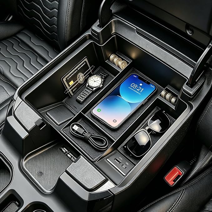 Autorder Center Console Organizer for 2022-2026 Chevy Silverado&GMC Sierra 1500/2024-2026 Silverado&Sierra 2500HD/3500HD Accessories Armrest Storage Box - Full Console w/Bucket Seats Only