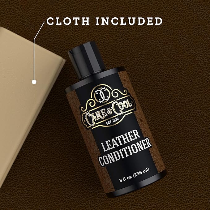 Care & Cool Ultimate Leather Conditioner and Softener with Hi-tech Cloth. Restores, Polishes, and Rejuvenates Your Shoes, Boots, Jackets, Purses, Bags, Car Interiors, Couches, and other Furnitures.