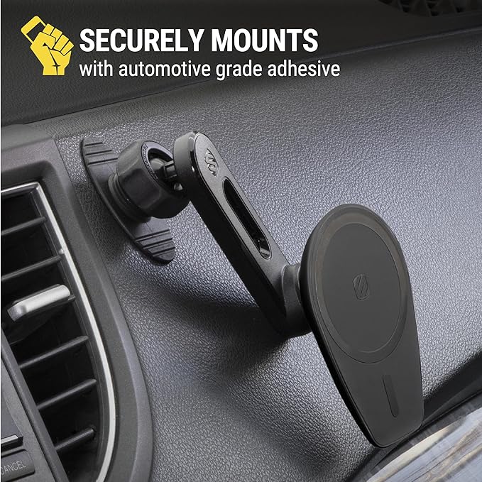 Scosche MPMSODVM MagicMount Pro MS 4-in-1 Magnetic Dashboard/Windshield/Vent Car Mount with Adjustable Swing-Arm, Cell Phone Holder Compatible with iPhone 16/15/14/13/12 Series and MagSafe Case
