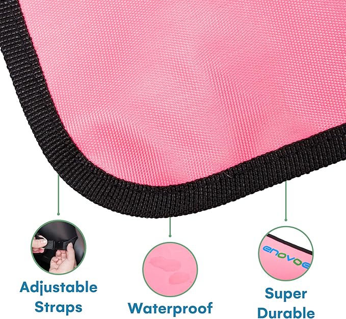 Enovoe Kick Mats - Set of 2 - Back of Seat Protector for Kids Feet - Car Seat Back Protector - Shields from Dirt and Scuffs - Durable Material - 16.8x32.8inch - Pink - Kick Mats Back Seat Protector