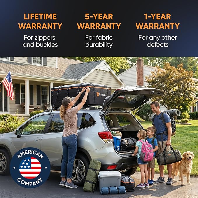 19 Cubic Feet Roof Bag – Safety Tested Heavy-Duty Waterproof Rooftop Cargo Carrier for All Cars & SUVs (with or Without Rack) – Includes Protective Mat & Storage Bag – Military-Grade 840D PVC