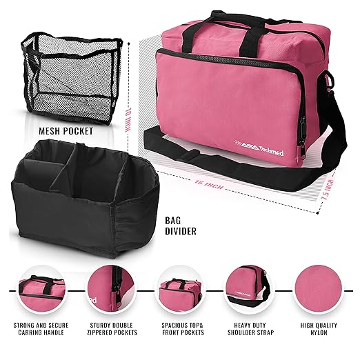 ASA Techmed Nurse Starter Kit - Stethoscope, Blood Pressure Monitor, Tuning Forks, and More - 18 Pieces Total (Pink)