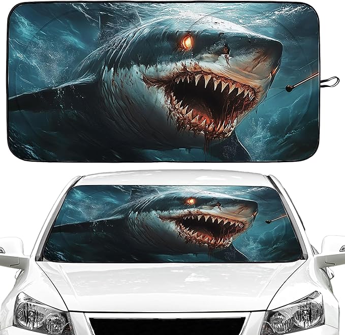 Big Fish Car Windshield Sun Shade Foldable Sunshade Front Window Cover Sun Visor Protector Accessories (59x27.5 inches)