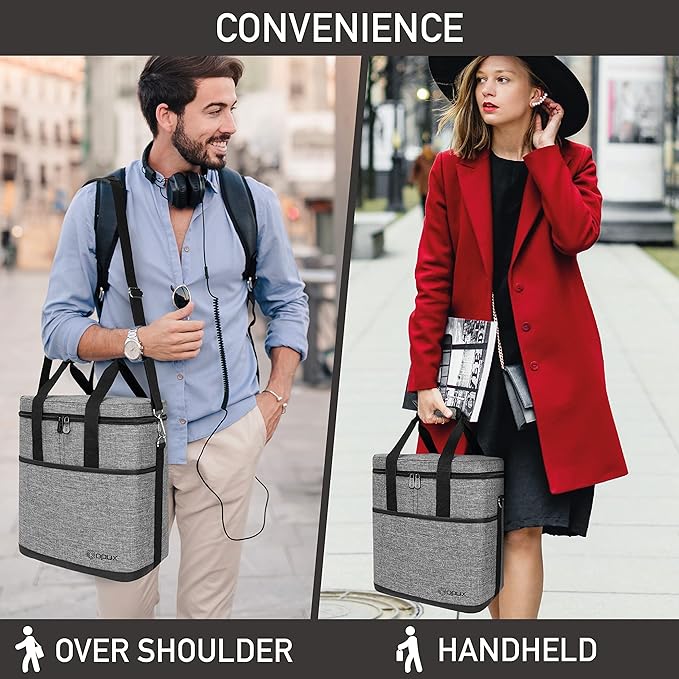 opux 6 Bottle Carrier Tote | Insulated Padded Wine Cooler Bag for Travel. Picnic, BYOB | Portable Leakproof Wine Tote Bag for Dinner, Party, Christmas, Wine Gift for Women, Men (Heather Gray)