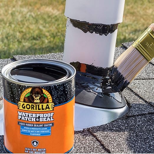 Gorilla Patch & Seal Liquid Rubber Waterproof Sealant, Black, 32 Ounce (Pack of 1) - Seals Out Water, Air, and Moisture