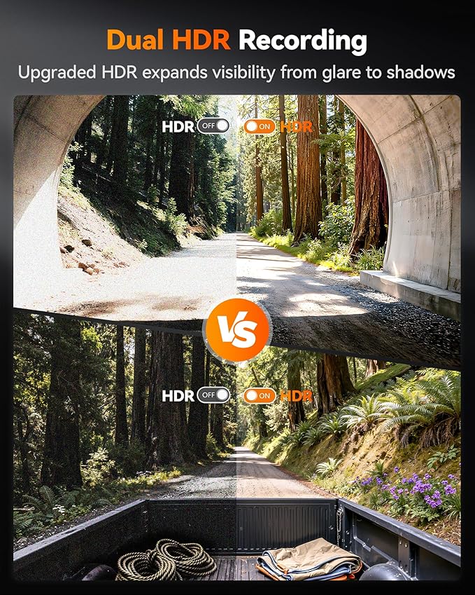 WOLFBOX X5 Duo 4K+2.5K Dash Cam Anti-Shake, 8MP STARVIS 2 IMX678 IMX675, Dual Car Camera Front and Rear, 5.8GHz Wi-Fi GPS, Included 64GB Card, Voice Control, Touch Screen, Parking Mode
