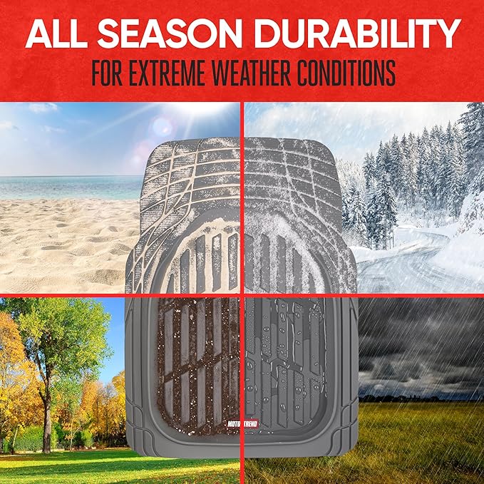 Motor Trend FlexTough™ Contour Heavy Duty Rubber Car Floor Mats with Cargo Liner - All Weather Full Set Front & Rear Floor Mats fits Most Cars Truck SUV, Automotive Floor Mat