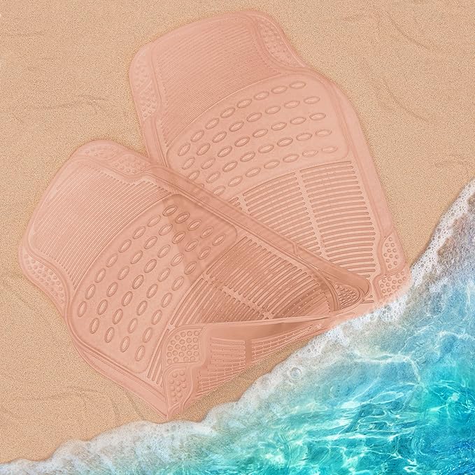 Carbella Automotive Floor Mats for Cars, 2 Piece Car Floor Mats Peach Pink Translucent, Trim-to-Fit All Weather Clear Car Mats for Auto Truck Van SUV, Car Accessories for Women