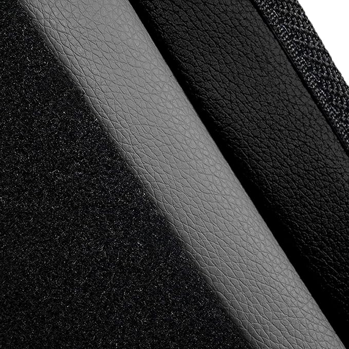 FH Group Color-Block Carpet Car Floor Mats – Non-Slip, Faux Leather Accents, Universal Fit for Sedan, SUV & Truck – Full Set Black