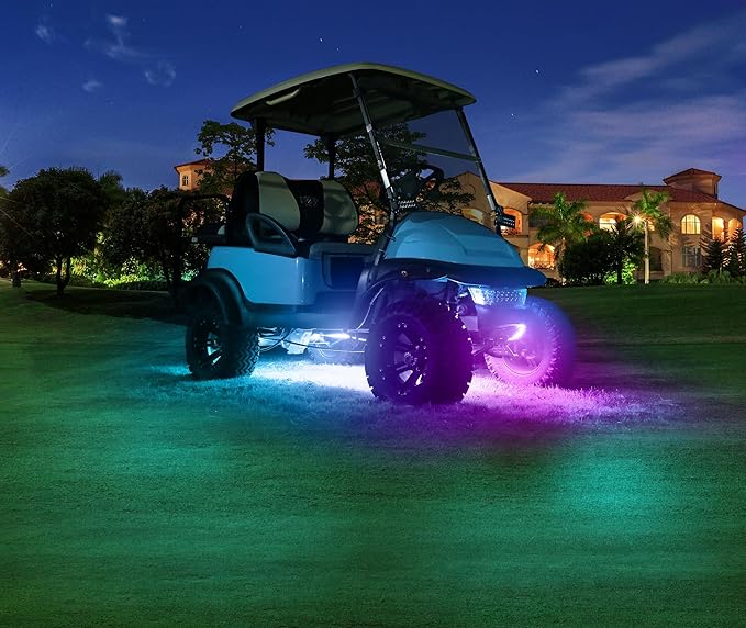 10L0L 2PCS Golf Cart Underbody Light Kit, Underglow LED Light Strip, 22 Modes RGB Music Sync, 12-66V Wide Voltage, IP67 Waterproof for EZGO, Club Car, Yamaha