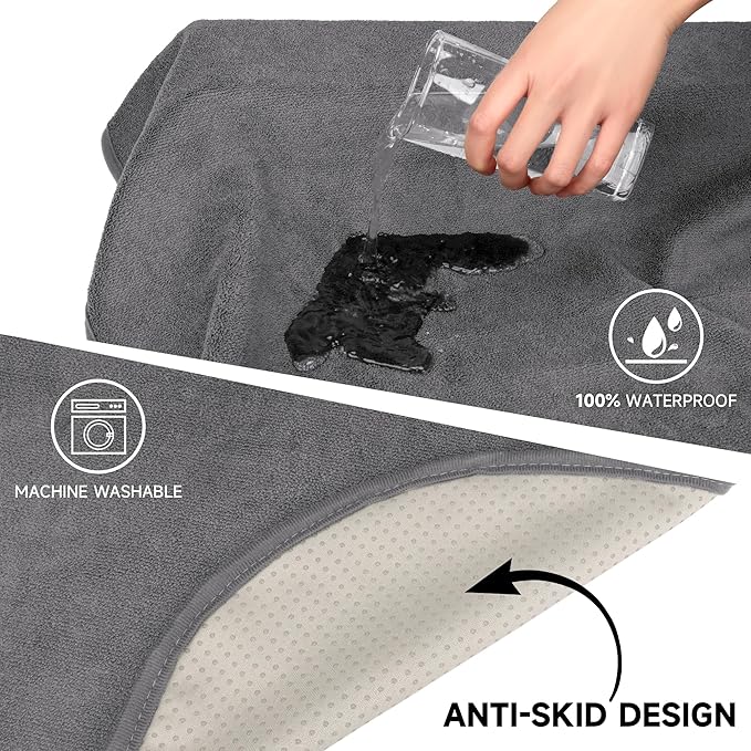 Car Seat Covers 2pcs Grey Waterproof Towel Car Seat Cover Universal Fit for Most Trucks SUV Fitness Athletes Pets Gym and Water Sport