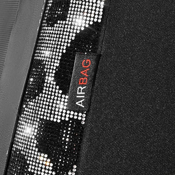 CAR PASS Cow Diamond Leather Bling Car Seat Covers Universal, Faux Shining Rhinestones Two Front only, Fit 95% Automotive Glitter Crystal Sparkle Strips for Cute Women Girl, 2PCS Cow Silver Diamond