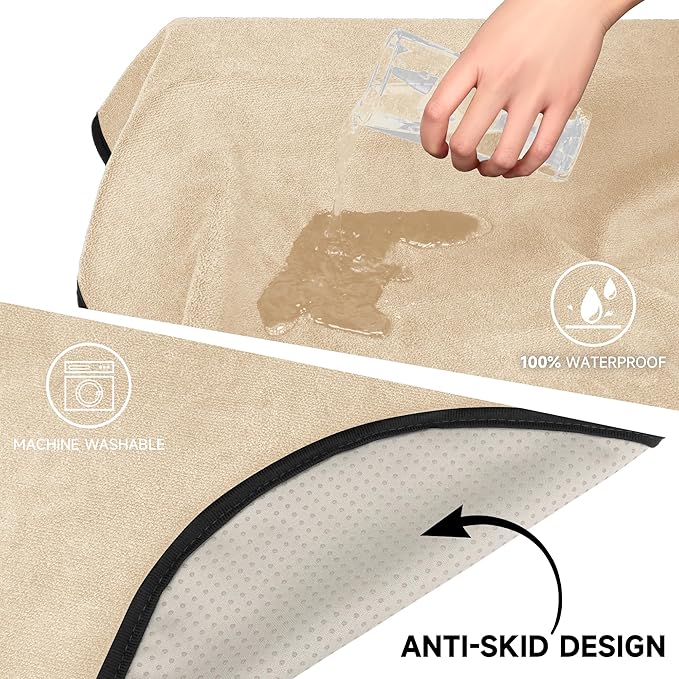 Car Seat Covers 1 Pack Beige Waterproof Towel Car Seat Cover Universal Fit for Most Trucks SUV Fitness Athletes Pets Gym and Water Sport