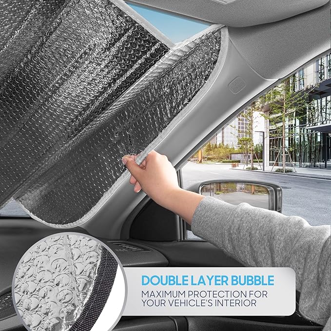 BDK Iridescent Mermaid Car Windshield Sun Shade Accordion Folding Sunshade for Windshield Blocks UV Rays Sun Visor for Car Front Window Protector - Easy Setup Keeps Vehicle Cool - 58 x 27