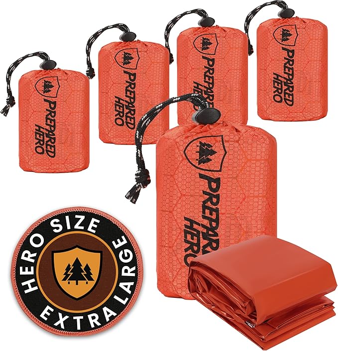 Prepared Hero Survival Bag - Emergency Sleeping Bag, Thermal Bivy Sack for Camping, Hiking, Outdoor. Lightweight, Portable, Survival Shelter