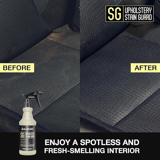 Suds Lab SG Upholstery Stain Guard for Car Seats, Cloth, Furniture, Restore Fabric Repellency and Prevent Stains, 32 Oz.