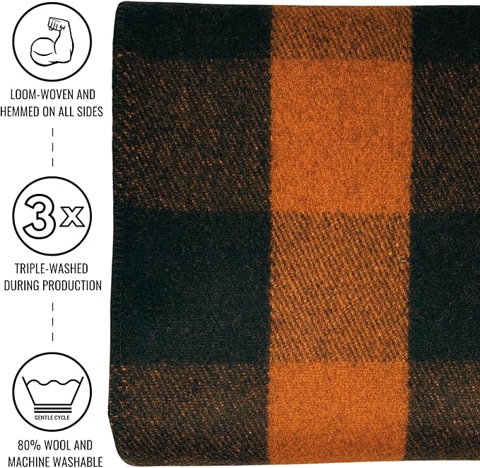 Arcturus Military Wool Blanket - Warm, Thick, Washable - Great for Outdoors, Camping, Stadium Blanket, Picnics, Travel - Car & Bushcraft Survival Kits