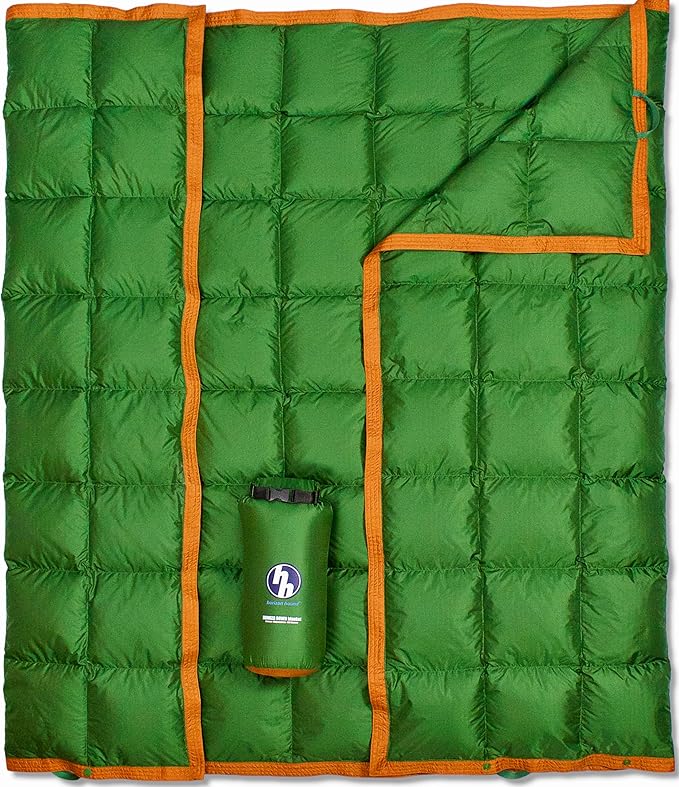 Horizon Hound Puffy Down Camping Blanket - Outdoor Travel Quilt | Sustainable, Insulated, Lightweight & Warm Gear for Sleep, Camping, Stadium, Hiking & Festivals | Water Resistant, Packable & Compact