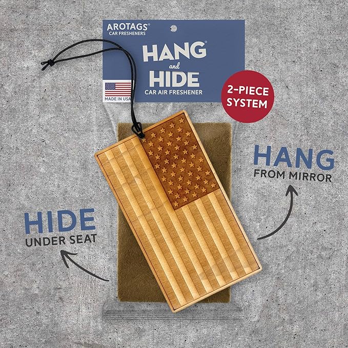 Arotags Wooden Car Air Freshener - Surfside Mist - 45+ Day Long Lasting with Under Seat Scent Core - Handmade in USA - Natural Wood Diffuser for Cars Trucks SUVs