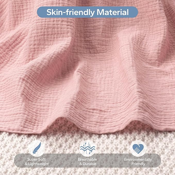 SERAPHY 100% Muslin Cotton Car Seat Cover Baby, Universal Carseat Covers, Breathable Baby Car Seat Canopy for Boys Girls, Soft Infant Car Seat Cover for Summer —Pink