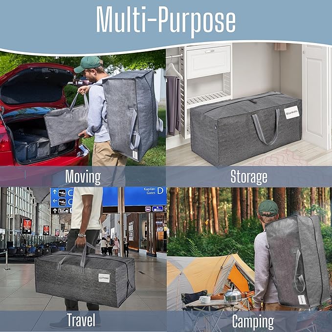 VENO 10 Pack Heavy Duty Moving Bags with Backpack Straps, Zippers & Handles, Extra Large Packing Bags for College Dorm Essentials, Moving Supplies Alternative to Cardboard Moving Boxes