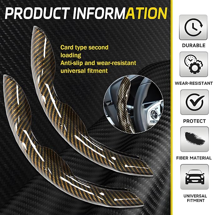 2 Pc Car Carbon Fiber Steering Wheel Cover, Anti-Skid & Scratch-Proof Ultra Thin Steering Wheel Cover Protector Men/Women,100% Universal Fit Steering Wheel,Car Accessories Gifts