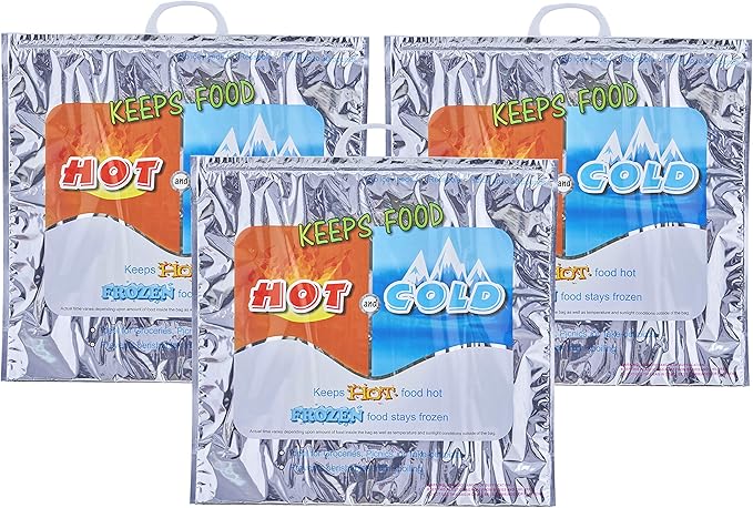Superio Hot & Cold Insulated Bags for Food Delivery & Grocery Shopping - Reinforced Thermal Lunch Bag (3, 20"x19")