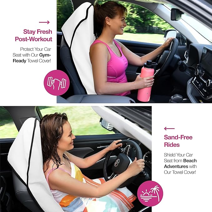 lebogner Waterproof Sweating Car Seat Cover for Post Gym Workout, Running, Swimming, Beach and Hiking, Universal Fit Anti-Slip Bucket Seat Protector for Cars, SUVs and Trucks, Machine Washable, White