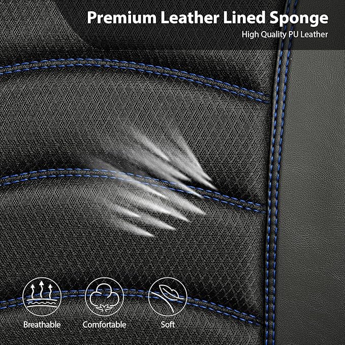 CAR PASS Comfortable 3D Foam Mesh Leather Car Seat Covers Front, Air Cool Mesh Breathable Front Seat Covers for Car, Universal Fit for SUV Truck Sedan Automotive, Airbag Compatible,Black Blue