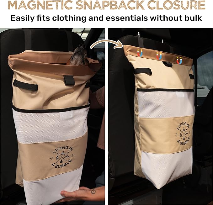 Living in a Bubble Wet Dry Laundry Bag – Portable Waterproof Laundry Hamper for RV, Campervan & Travel – Foldable Clothes Organizer with Separate Wet & Dry Compartments