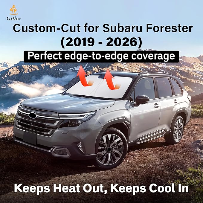 EcoNour Windshield Sunshade Compatible for Subaru Forester 2019-2024 2025 2026, Sun Visor for Front Windshield & Window Sun Shade Cover, UV Heat Blocker & Protector, Car Accessories