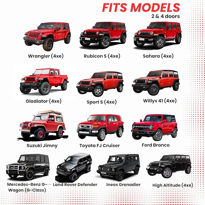 Jeep Windshield Sun Shade | fits Wrangler, Rubicon, Sahara, Gladiator, Sport S, Willys 41, High Altitude - Certified 99% UVA & UVB Lab Tested Interior Protection. Car Window Shades by Kinder Fluff