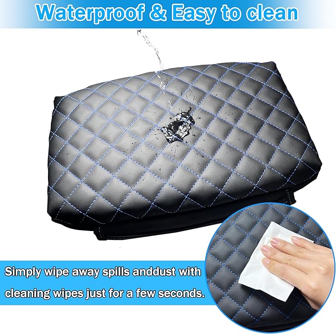 Center Console Cover for Jeep Wrangler JL 2018-2026 & Gladiator JT 2020-2026 1.2in Thickness Armrest Cover Leather Arm Rest Lid Protector Cushion Pad with Stroage Pockets Interior Accessories (Blue)