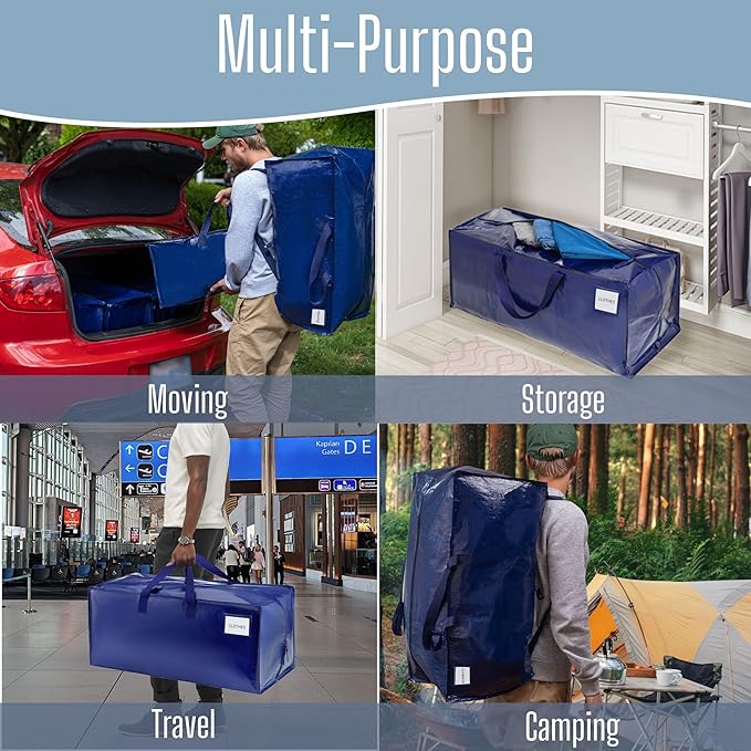 VENO 6 Pack Heavy Duty Moving Bags with Backpack Straps, Zippers & Handles, Extra Large Packing Bags for College Dorm Essentials, Moving Supplies Alternative to Cardboard Moving Boxes