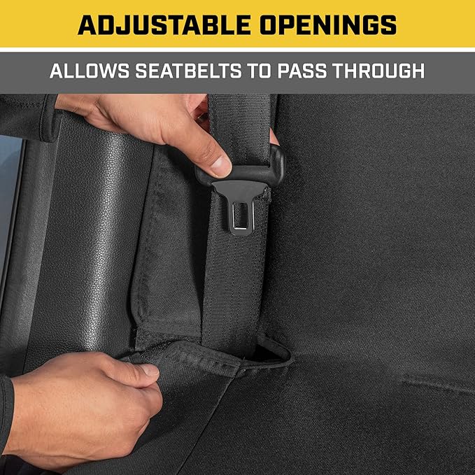 CAT Flexfit™ Black Rear Seat Cover for Car, SUV, & Truck - Durable Canvas Material Back Car Seat Covers 60/40 Split Bench Protector - Back Seats Cover & Rear Bench Protector Interior Accessories