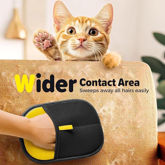 2PCS Pet Hair Removal Glove for Cats & Dogs – Upgraded Reusable Electrostatic Pet Hair Remover Tool for Couch, Clothing, Carpets & Car Seats