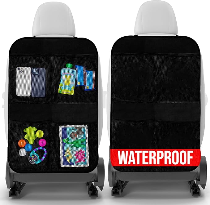 Todays Kids 2 Pack Kick Mats Back Seat Protector - Backseat Car Organizer for Kids, Car Storage Organizer, Back Seat Cars Organizers, Cars Organizers Backs Seats, Travel Accessories, 4 Pockets
