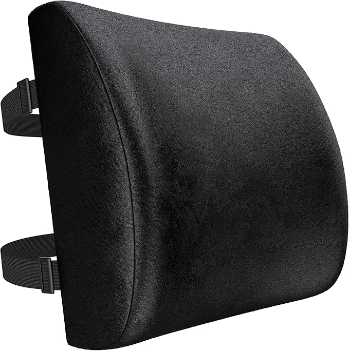 FORTEM Lumbar Support Pillow for Office Chair, Lumbar Support Pillow for Car, Back Rest for Gaming, Memory Foam Pillow, Desk Chair Cushion, Breathable & Washable Cover, Adjustable Straps